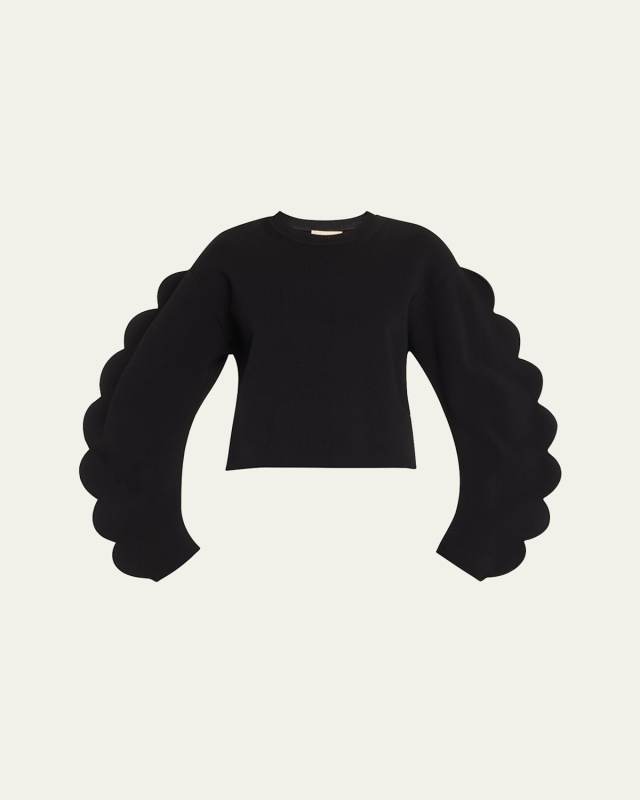 Ivy Scallop-Sleeve Pullov